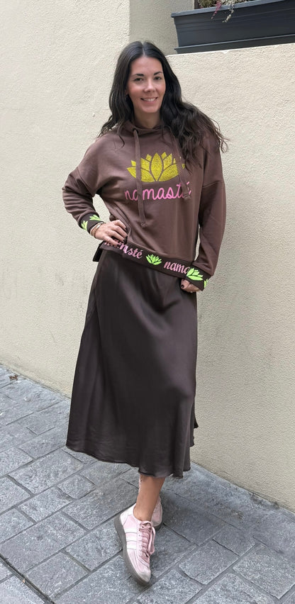 Miss Goodlife Hoodie Namasté in braun