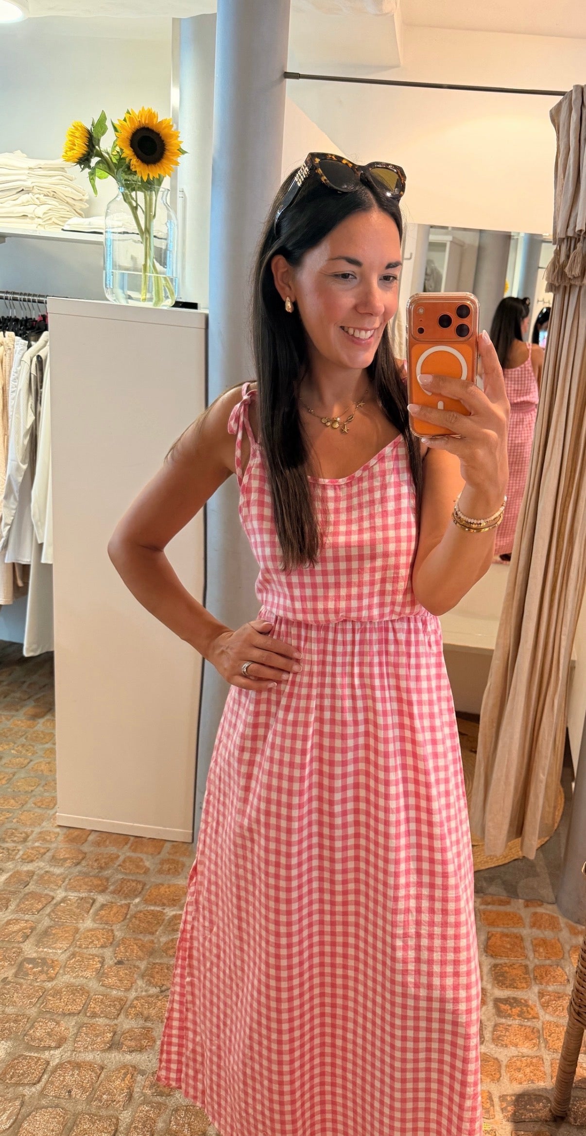 MAXI DRESS VICHY KARO PINK