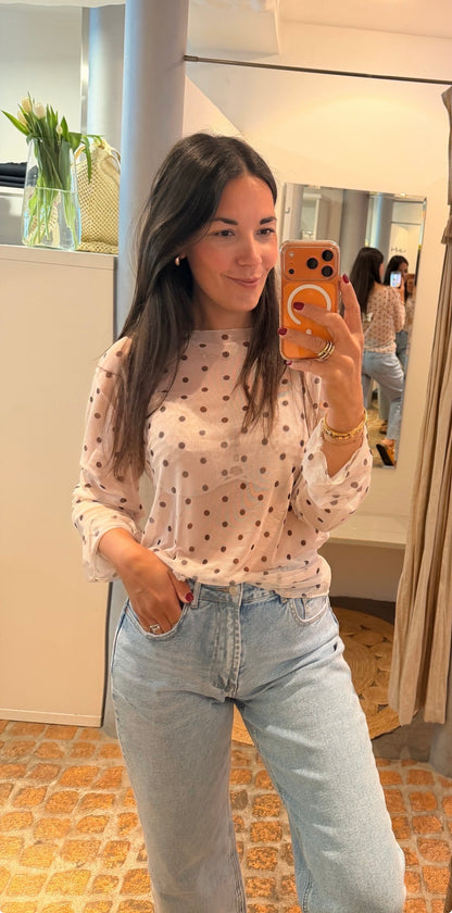 LACE SHIRT POLKA DOTS