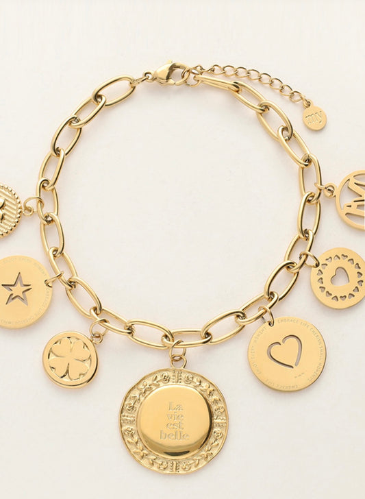Starry Gliederarmband mit Münzen gold