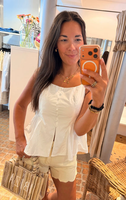 BLUSEN TOP MIT VOLANT WHITE