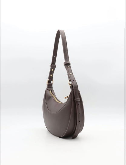 HALF MOON BAG GLATTLEDER SCHOKOBRAUN