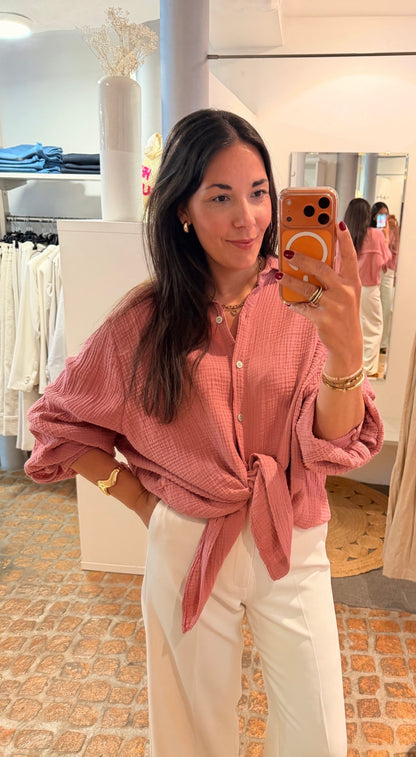 MUSSELIN BLUSE ALTROSA OVERSIZED