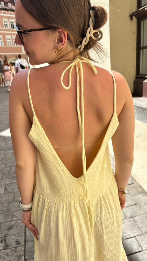 Musselin Maxi Kleid in butter lemon