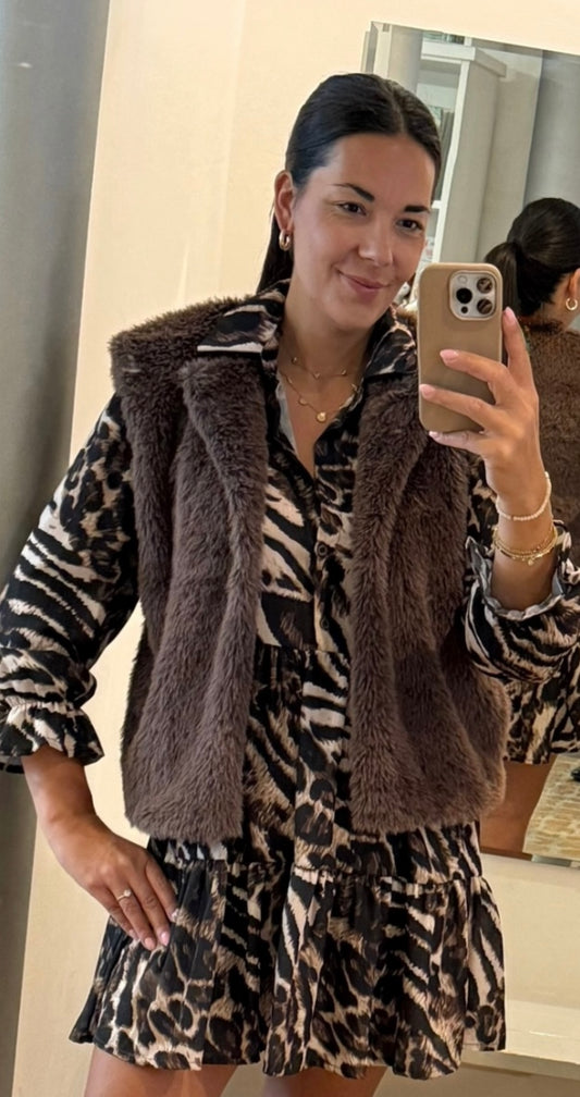 Midi Weste Cosy in braun
