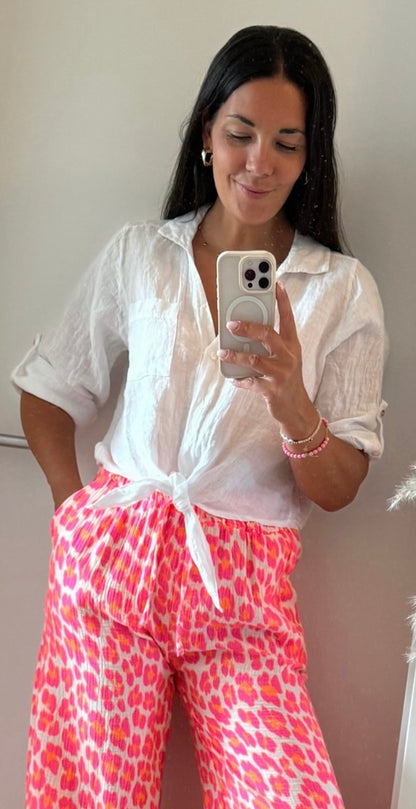 Leinen Bluse in weiß