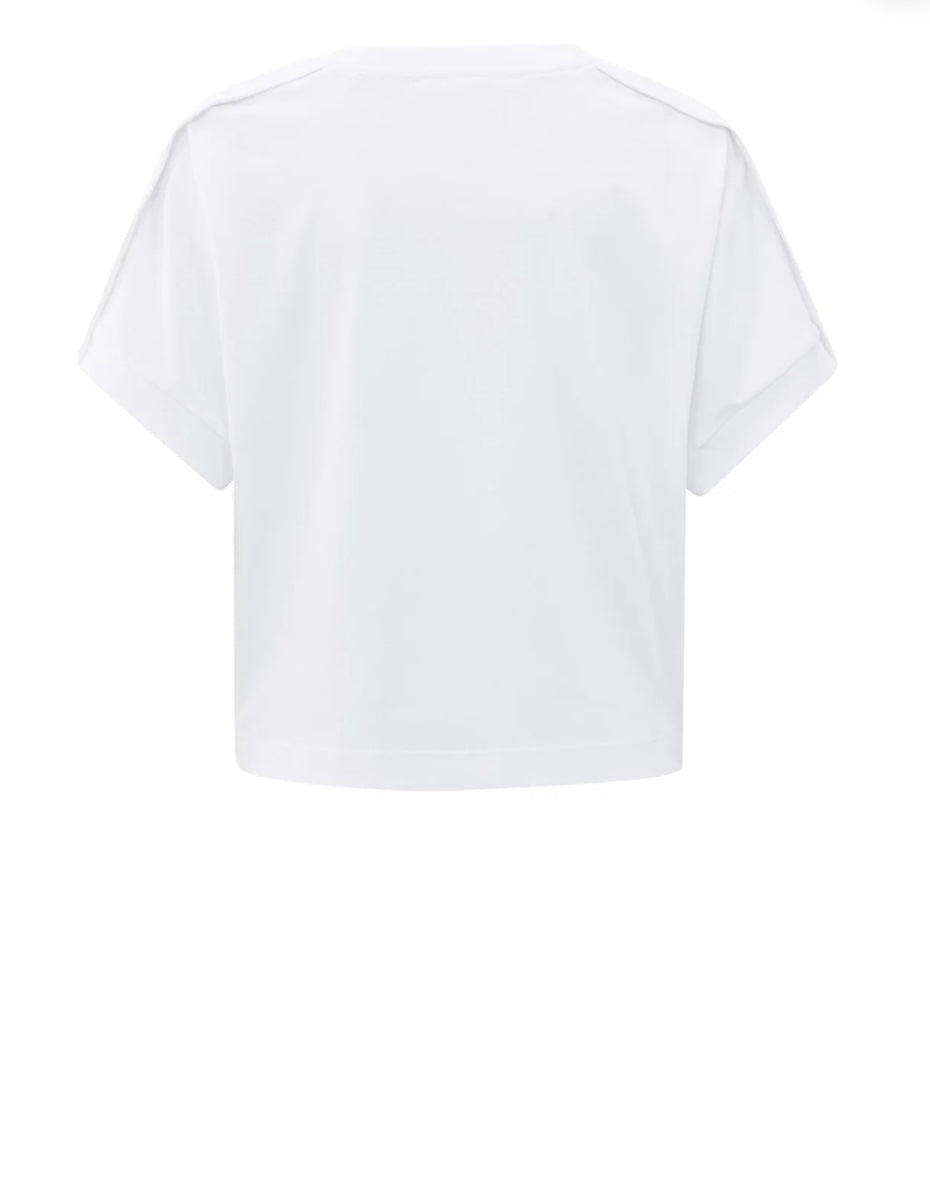 YAYA Jersey Oberteil mit Falten Detail in weiß