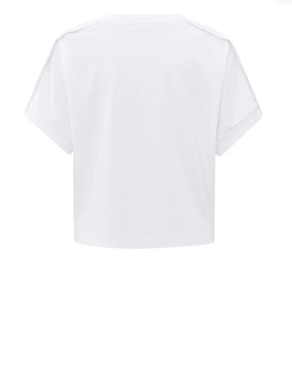 YAYA Jersey Oberteil mit Falten Detail in weiß