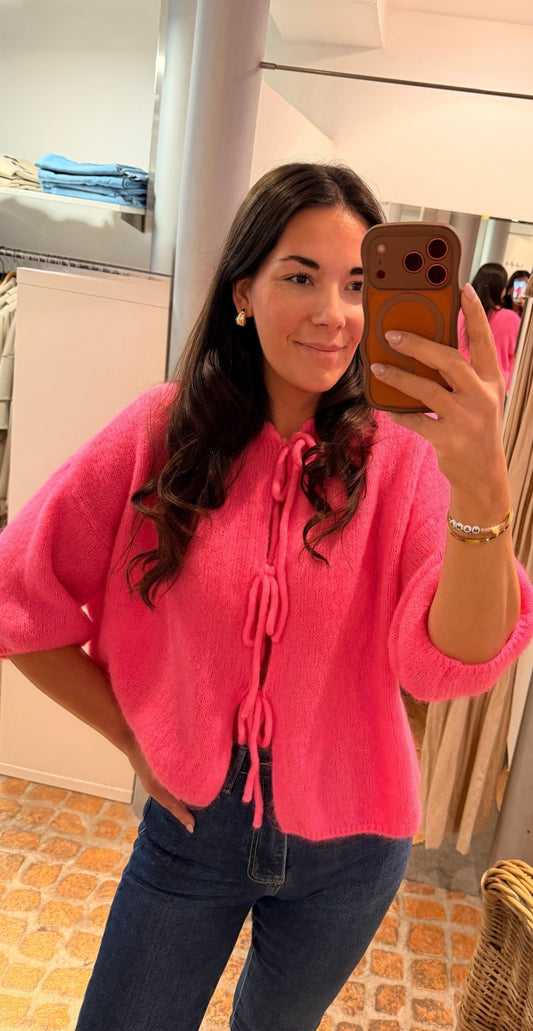 Cardigan mit Schleifen in pink