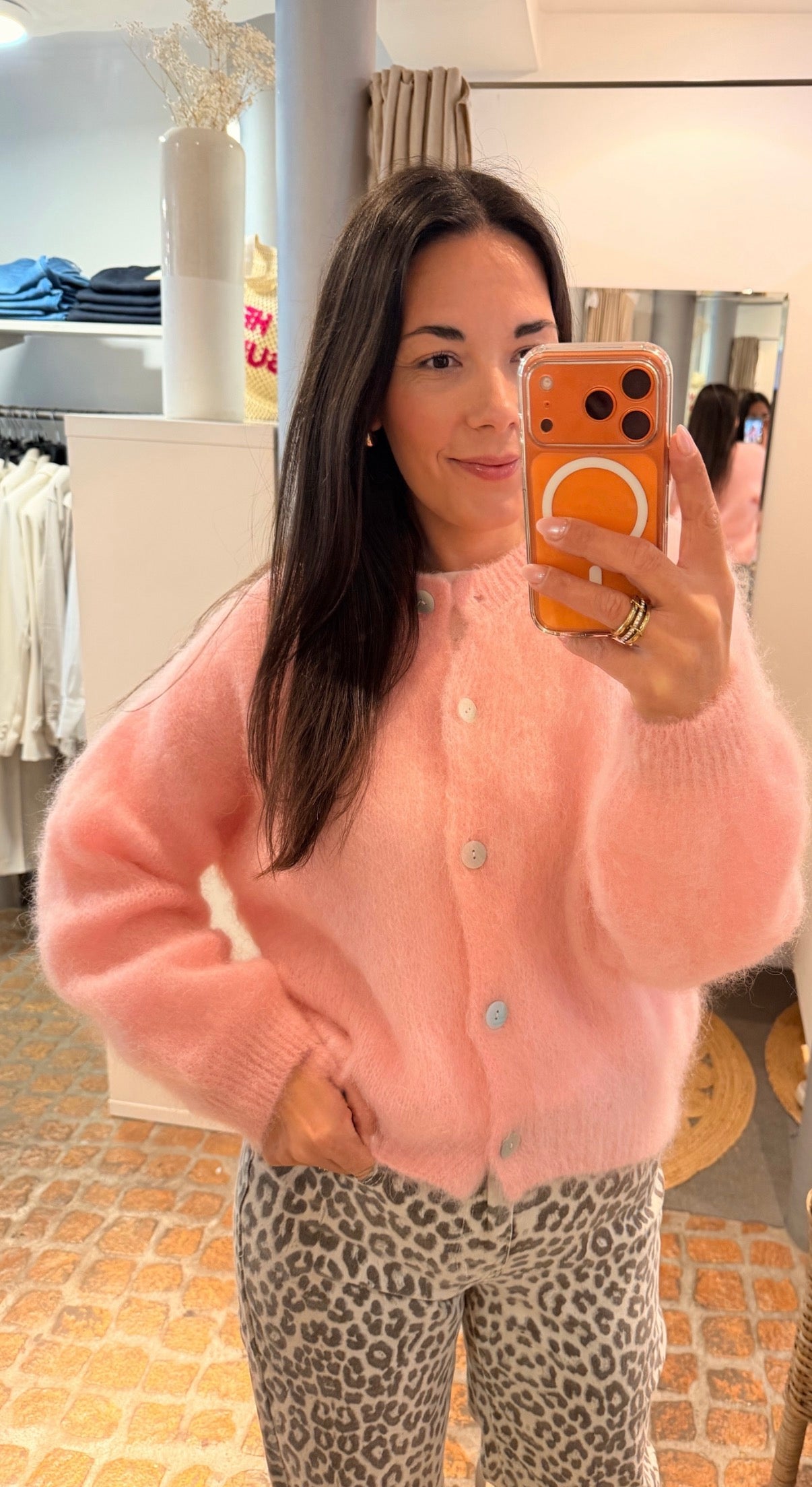 MOHAIR CARDIGAN ROSA