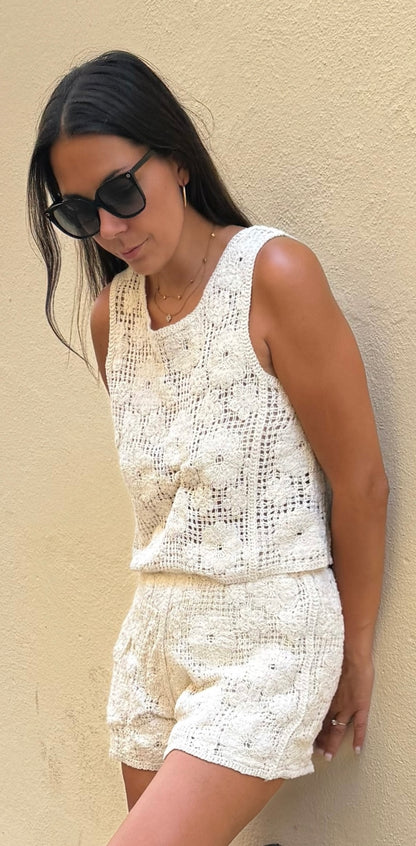 Shorts Crochet beige