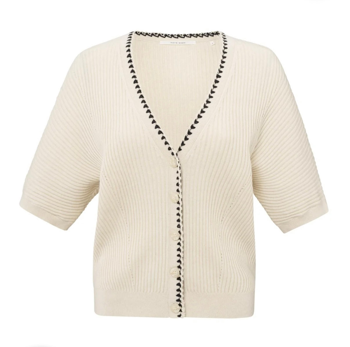 YAYA Kurzarm Cardigan in beige