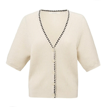 YAYA Kurzarm Cardigan in beige