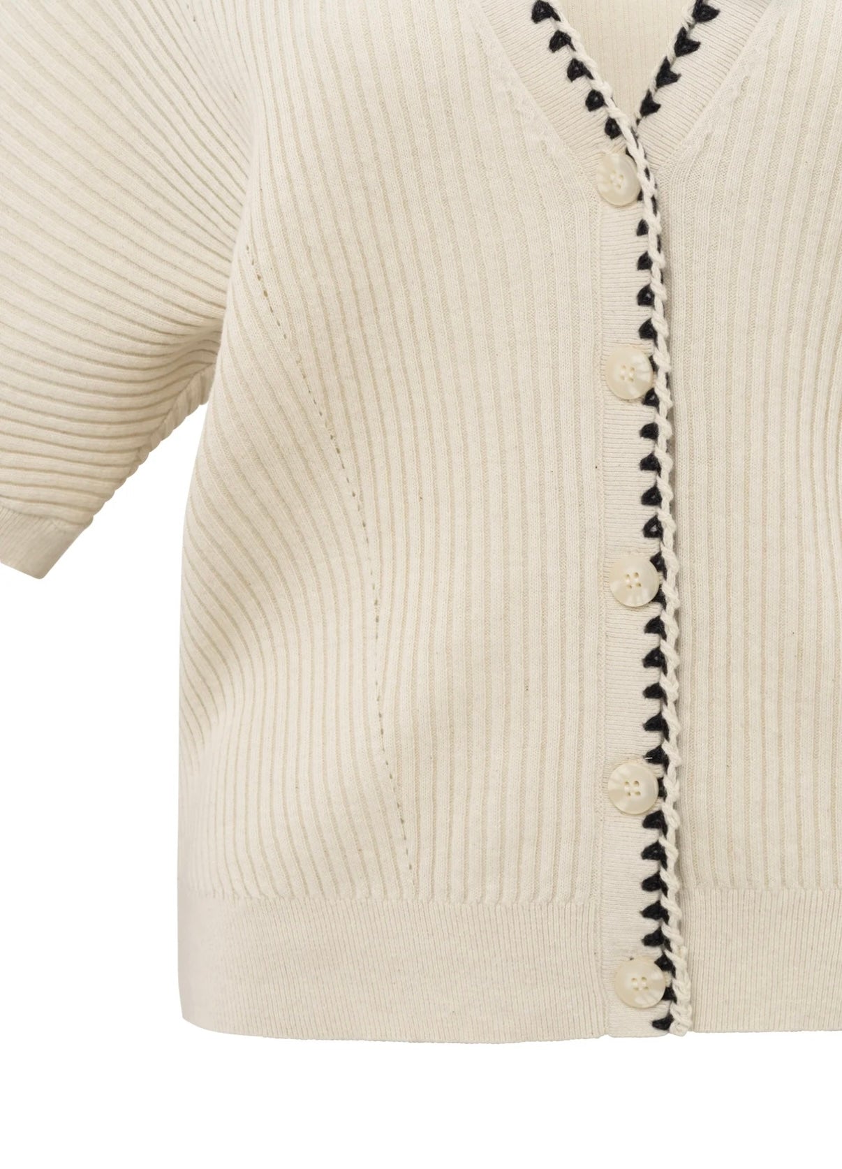 YAYA Kurzarm Cardigan in beige