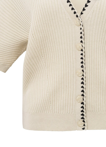 YAYA Kurzarm Cardigan in beige