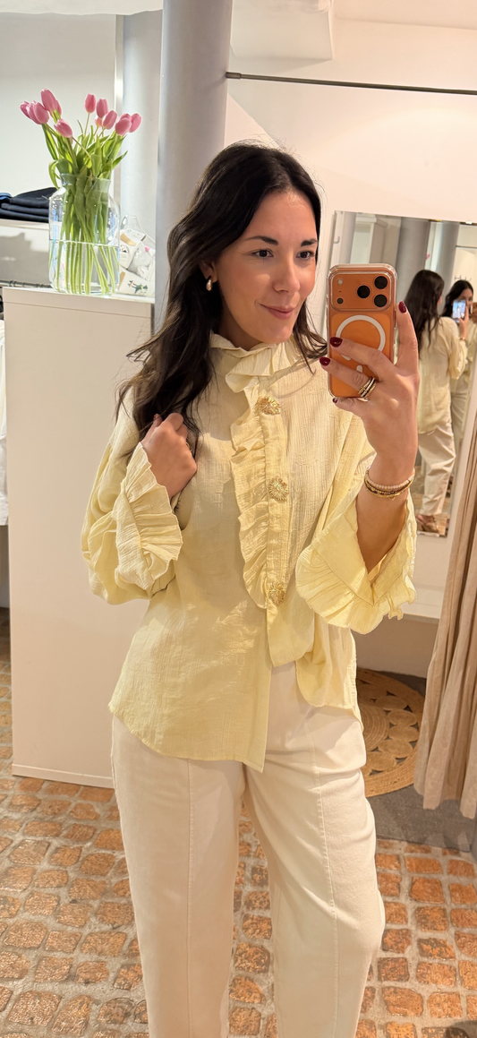 BLUSE CLASSIC BUTTER YELLOW BUTTON GOLD