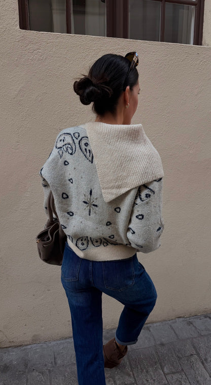 PAISLEY LOVE PULLOVER MIT KRAGEN